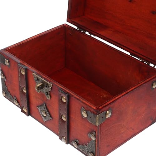 Coffre à trésor vintage en bois rouge avec serrure sécurisée à code - 4