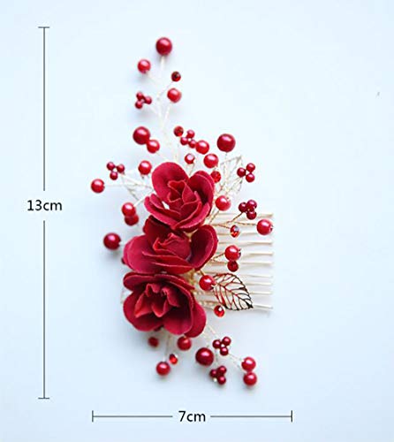 Peine decorativo floral para boda con pedrería y acabado dorado miniatura 3