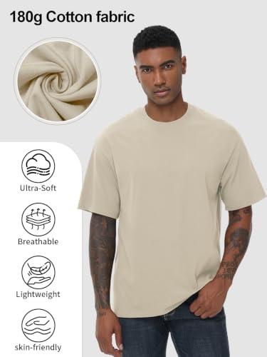 Image of KEEPSHOWING Mens Oversized Short Sleeve T-Shirts Cotton Loose Fit Tees