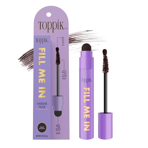 Toppik Fill Me In Hairline Filler, Hair Color Root Touchup, Hair Fibers Wand, Fills In Thinning Hairline, Hair Styling Product, 0.176 oz (5 g), Dark Brown