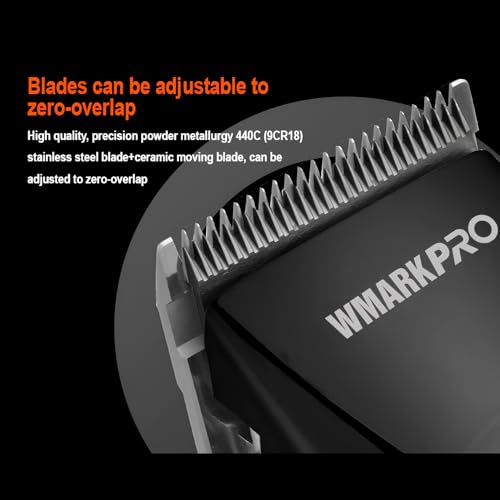 Image of WMARK NG-2036 Professional Zero Gapped Hair Clipper Self Sharpening Blade 6000 /7000 RPM 2 Speed Magnetic Motor Charging Adapter 8 Guide Comb Taper Lever Adjustment Runtime 120-150 min 2000 mAh, Black