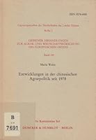 Entwicklungen in Der Chinesischen Agrarpolitik Seit 1978 3428060369 Book Cover