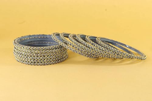 Image of NMII Glass Golden Beads & Pearls Moti Work Designer Bangles Set For Women & Girls | Kanch ki Chudi Set | Girl's Bangles Bracelet | Glass Bangles | Daily, Wedding, Party, Fashion Jewellery- Set of 12