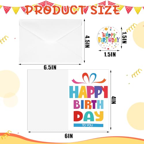 Image of Harloon 200 Pack Happy Birthday Card Assorted Bulk with Blank Envelopes and Stickers 4 x 6 Inches Greeting Blank Happy Birthday Cards for Men Women Adults Kids, 20 Styles(Colorful Words)