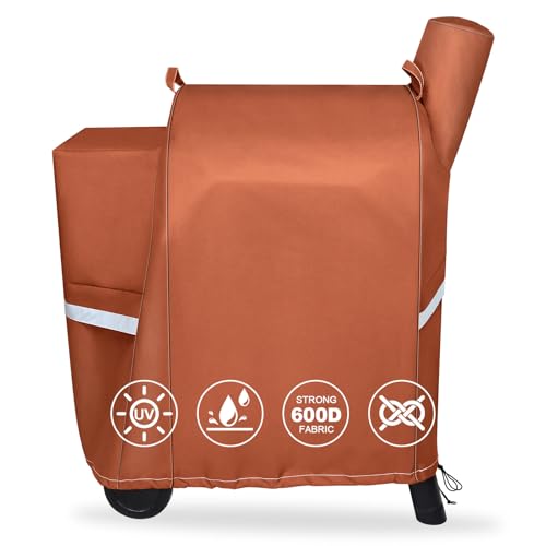QuliMetal Grill Cover for Traeger Pro 22 & 575 Series - 600D Heavy Duty Waterproof Fade Resistant Traeger Pro 22 Cover with Elastic Drawstrings Premium BBQ Cover for Z Grills 550B and More Brown