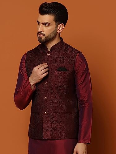 Image of KISAH Men's Jacket - Textured Silk Blend Jacquard - Indian Wedding Outfit for Men - Ideal for Weddings and Festivals