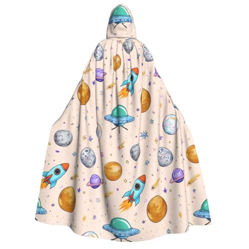 Nianyuer Capa con capucha de Halloween para adultos, disfraz de cohete y planetas, accesorio para cosplay y eventos