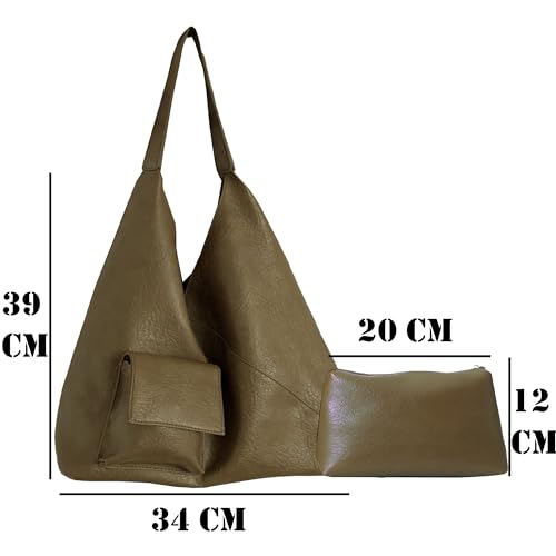 Image of SIBY Soft PU Leather Top Handle Hobo Bag for Women | Snap Lock Tote Bag with Small Zipper Purse and Patch Pocket | Large Capacity Daily Travel Shoulder Bag Purse for Girls