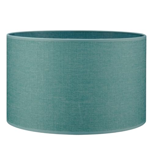 Home Sweet Home Abat-jour en tissu - D.35 x H.21 cm - Effet lin - Turquoise - E27 - pour lampadaire & suspension