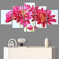 SIGNWIN 5 Panel Canvas Wall Art Modern Art Bohemian Bouquet Colorful Cool Floral Group Multicolor Photography Realism for Home Decorations Ready to Hang - 60