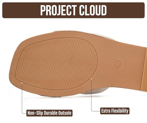 Image of Project Cloud 100% Genuine Leather Sandals for Women 2026 - Fashion Flat Womens Sandals with Memory Foam Insole Slides Sandals Women Footwear - Mules Women's Sandals (Jannel)