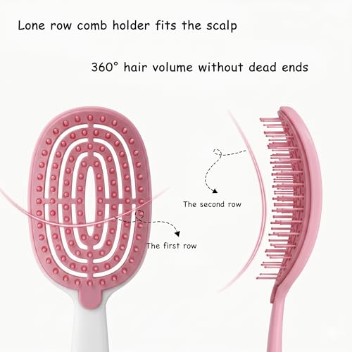 Image of Waterproof Self-Cleaning Plastic Comb Hair Detangling Brush for Curly Hair, Massage, Women's Home Use (Pink)