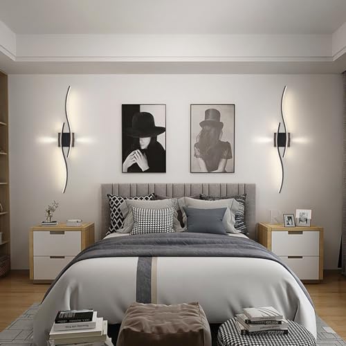 Image of Modern Led Wall Sconces, 32inch Bathroom Mirror Vanity Light 28W, 4000K Wall Fixtures Staircase Lights, Indoor Wall Decor Bedside Wall Lamp for Bedroom Living Room Hallway Hotel