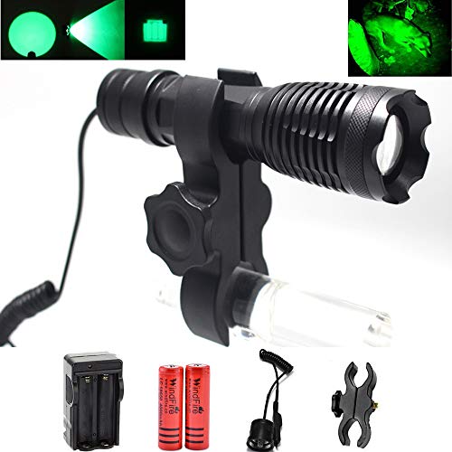 WINDFIRE Green Light Hunting Flashlight 350 Lumens Green Zoomable Flashlight Tactical Predator Varmint
