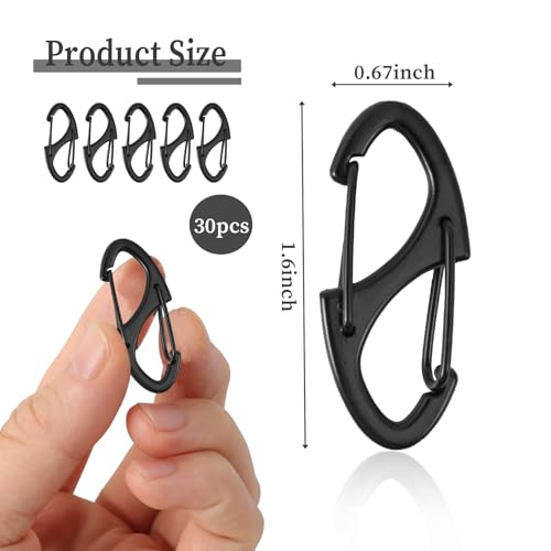 Image of 30Pcs Zipper Clips Anti Theft, Anti Theft Zipper Locks for Backpacks, Purse & Handbag Zippers Security, S Carabiner Clip, Mini Carabiner Clips, Black, Grey & Silver (Black)