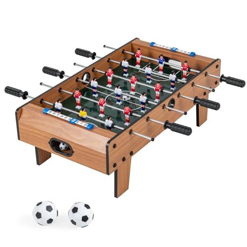 GLACER 27 Inch Foosball Table, Portable Soccer Table Game with 2 Footballs & Score Keeper, Wood Indoor Tabletop Soccer Game Set, Mini Foosball Table for Kids & Adults, Home, Game Room, Party