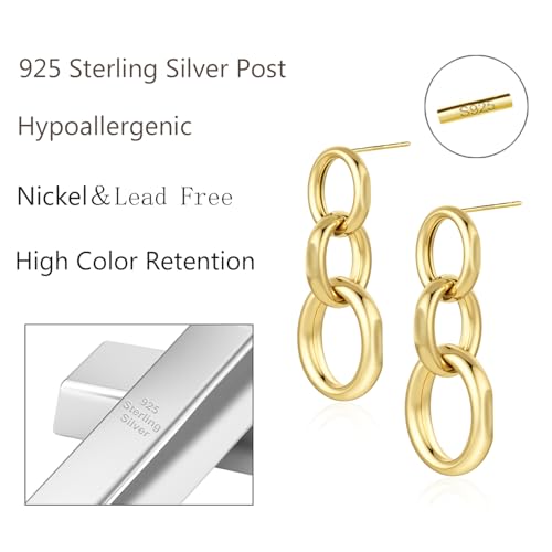 14K Gold Plated Drop Dangle Earrings for Women with 925 Sterling Silver Posts Hypoallergenic Multiple Styles Trendy Gold and Silver Plated Dangle Earrings Lightweight ＆ Dainty Jewelry Gifts2