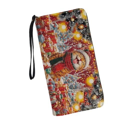 Image of Bulopur Christmas Cat Wallet Purse for Women's Wallet RFID Blocking Credit Card Holder Large Capacity Wristlet Leather Wallets Purse Christmas Gifts for Mom Girlfriend