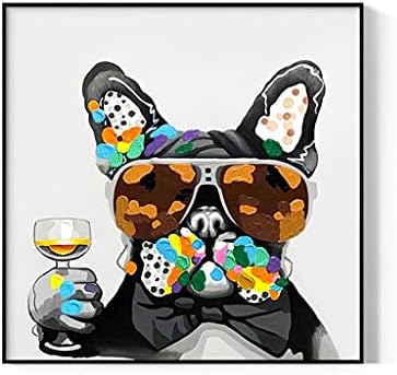 Amazon ポスター イラスト かわいい犬のキャンバスの壁のアート キャンバスプリント 動物の写真 抽象的な絵画子犬キャンバスの壁アートの壁の装飾絵画キャンバスプリント家族の写真フレームの壁の芸術 アートパネル Color Dog サイズ 40x40cm ウォール
