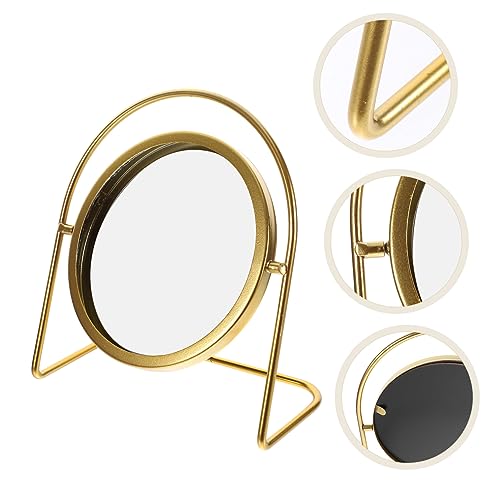 Espejo de maquillaje vintage doble cara LIFKOME dorado miniatura 2