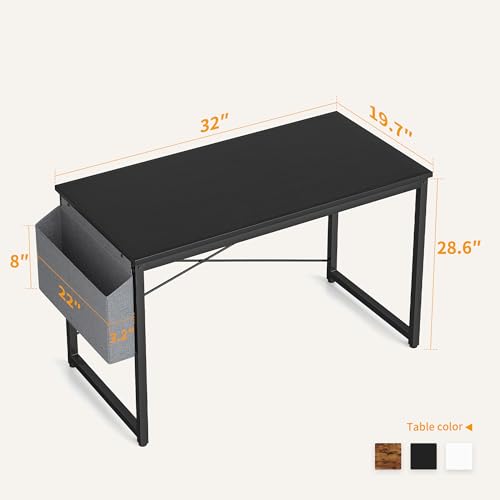 Image of Cubiker Computer Desk, Home Office Writing Study Desk, Modern Simple Style Laptop Table with Storage Bag (31.8 inch, Black)