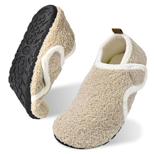 House Slippers for Women Man, Unisex Adjustable Walking Cozy Warm Socks Shoes, Soft Non Slip Indoor Outdoor Rubber Sole Slippers