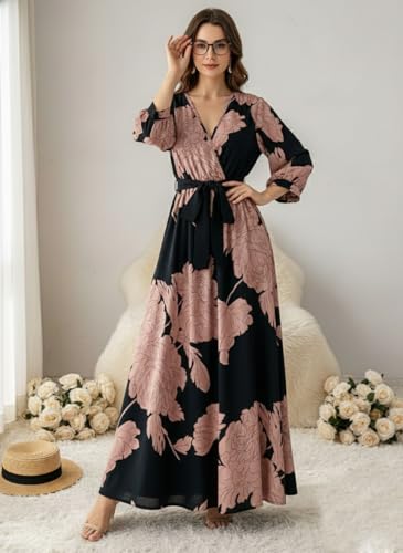 Image of Modestouze Attires Dress for Women Western, Maxi Dresses, One Piece Long Gown Outfit, Floral Print, V Neck Design, Clothing, Western Outfit for Women