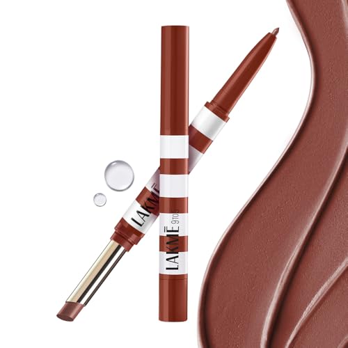 Image of Lakme 9to5 Hya Beach Edit, Lipstick + Liner Duo, Afterhours Nude, Infused with Hyaluronic Acid, Vitamin E, Jojoba Oil, Comfortable Matte Finish, SPF Powered, Hydrating Lipstick, 2+0.2 g