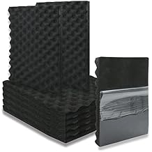BXI Soundproofing Closed Cell Foam - 8 Pack Self-adhesive 16 X 12 X 1 Thickened Egg Crate Sound Proof Foam - Acoustic Foam Panels Great for Noise & Thermal Insulation Black