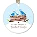 First Christmas as Grandma & Grandpa 2016, New Grandparents Ornament, Bird Family Porcelain Ornament, 3" Flat Circle Christmas Ornament with Glossy Glaze, Red Ribbon & Free Gift Box | Ehrling