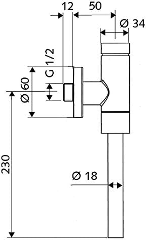 SCHELL K12900 Urinal Flush Valve Dimensional Drawing