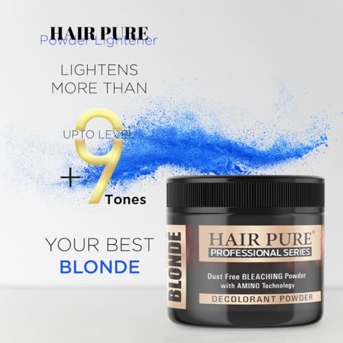 Image of Hair Pure Blonde Bleach Powder - Power Lift Up to Level 9 | Dust Free Lightening Decolorant Powder for Hair Bleaching | Professional Salon Use Hair Lightener - 100g