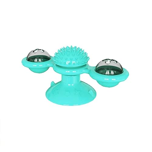 ZHOUYE Windmill Cat Toy Interactive Pet Toys for Cats Puzzle Cat Game Toy With Whirligig Turntable for Kitten Brush Teeth Pet Supplies (Color : Blue)