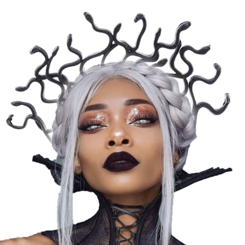 Coridy Snake Headbands Medusa Halo Crowns Greek Goddess Hair Accrssories for Women(Black)