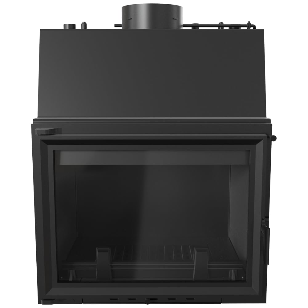 KRATKI Zuzia Kamineinsatz 12 kW - Holzofen mit Wärmetauscher, BImSchV 2-81% Thermischer Wirkungsgrad, Stahl & Gusseisen - Ø200 mm Abgasauslass