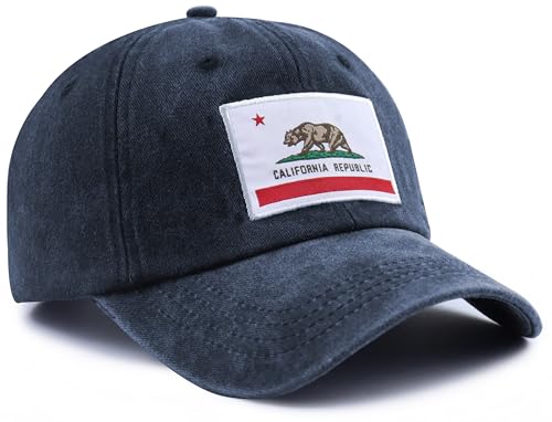 Image of California State Flag Hats for Women Men, Adjustable Cotton California Bear Baseball Cap