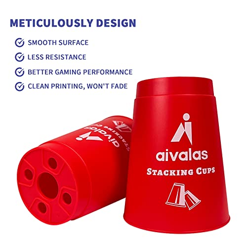 Aivalas Stacking Cups, Quick Stack Cups Game With 12 Pcs Stacking Cups & Durable Carry Bag, Classic Stacking Games For Kids Adults Family(Red) #TOP1