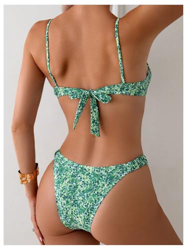 SOLY HUX Women's 2 Piece Bikini Sets Boho Floral Print Underwire Swimsuit Tie Front Cut Out Bathing Suit2