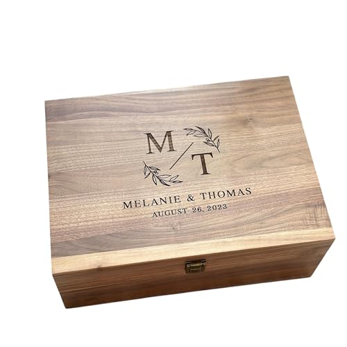 Personalized Walnut Wood Wedding Keepsake Box, Custom...