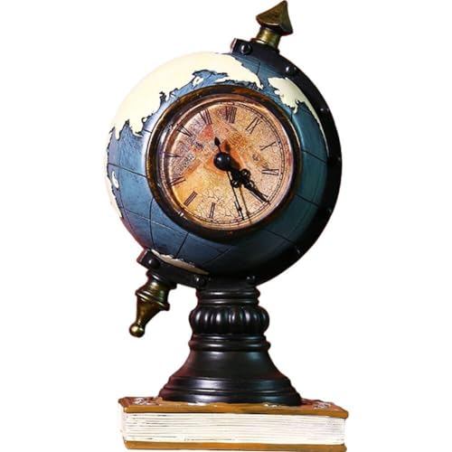 Reloj de sobremesa vintage de metal con esfera de mapa mundial para organizar el tiempo con estilo 2