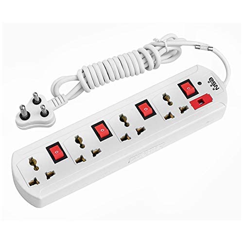 Saleshop365 4 Socket with 4 Individual Switch Spike Guard Power Strip with Individual Switch Extension Cord Board Box with Surge Protector (White,2M Cable)-image-20