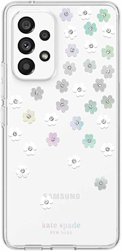 Kate Spade - Carcasa rígida para Galaxy A53 5G, diseño de flores dispersas iridiscentes