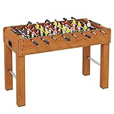 HOMCOM Futbolín de Madera Profesional para Niños y Adultos Mesa de Futbolín con 8 Barras y 2 Pelotas para Casa o Salas de Juego Fácil de Montar 122x61x80,7 cm Natural