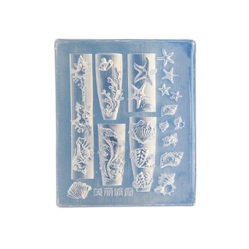 XUZHID Sea Themed Silicone Nails Art Mold Set with Whale and Shell Designs for Manicure Fashionable Nails Art Designs Moulds
