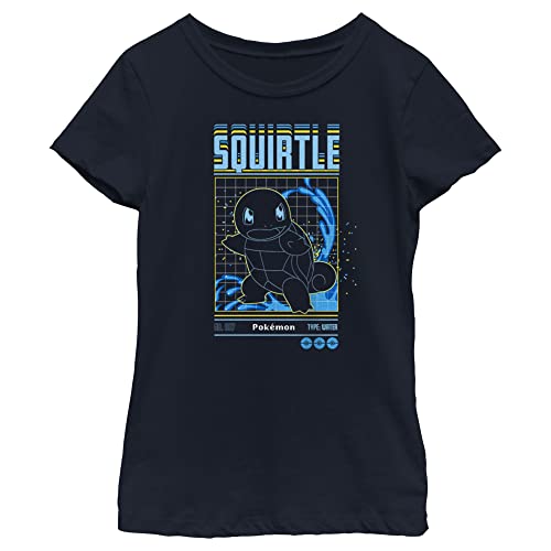 Pokemon Squirtle Grid Girls Short Sleeve Tee Shirt