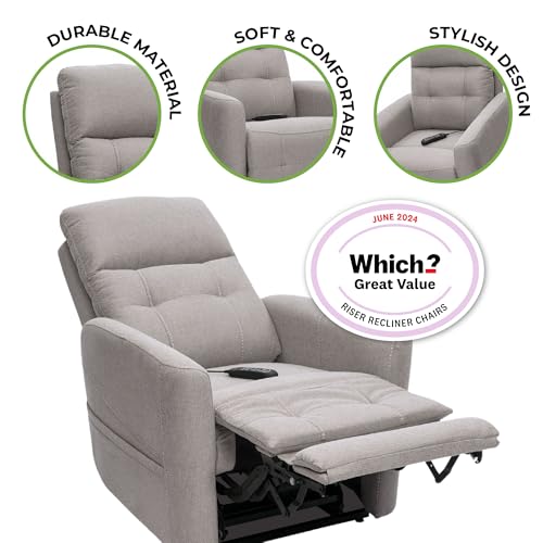 Fenetic Westminster dual motor Electric Riser and Recliner mobility chair - Powered headrest and lumbar support + USB Charging 25 stone max user weight - Choice of colours (Steel)
