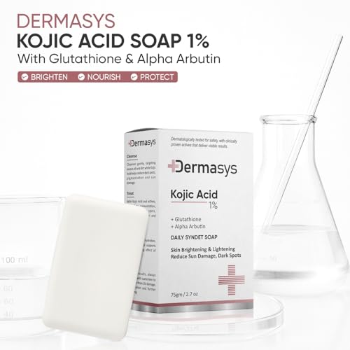 Image of 1% Kojic Acid Soap with Glutathione & Alpha-Arbutin For Pigmentation, Dark Spots & Sun Damage | with Papaya Fruit Extract | Soap for Men & Women | Suitable for All Skin Types | 75 g