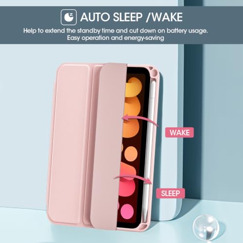 Image of ProCase Smart Case for iPad mini 7 A17 Pro 2024 /Mini 6 2021 8.3 inch -Lightpink