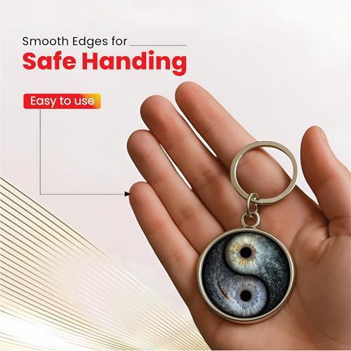 Image of MG | Protective Evil Eye /Spiritual Symbols /Om /Motivational Keychains | Double-Sided Metal Key Ring | Good Luck and devine Charm for Car, Bike, Home & Office