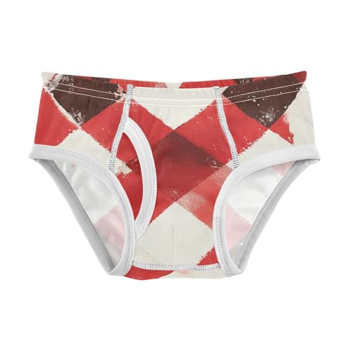 KLL Buffalo Plaid Red Black Toddler Boy Pure Cotton Briefs Breathable Children Undies